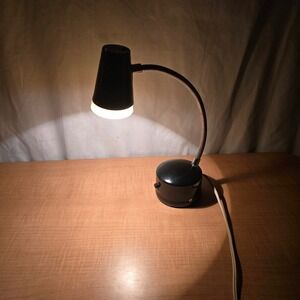 Vintage Penetray Cone Black Mini Desk‎ Gooseneck Lamp Mid-Century MCM 1960s 14"
